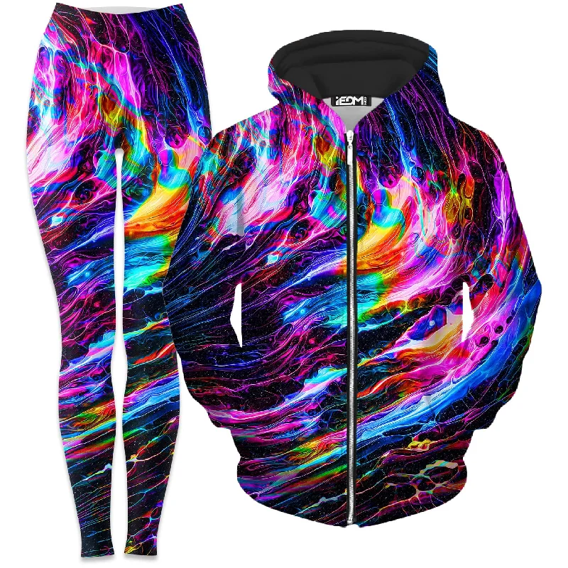 Bright Colors Hyperspace Zip-Up Hoodie and Leggings Combo