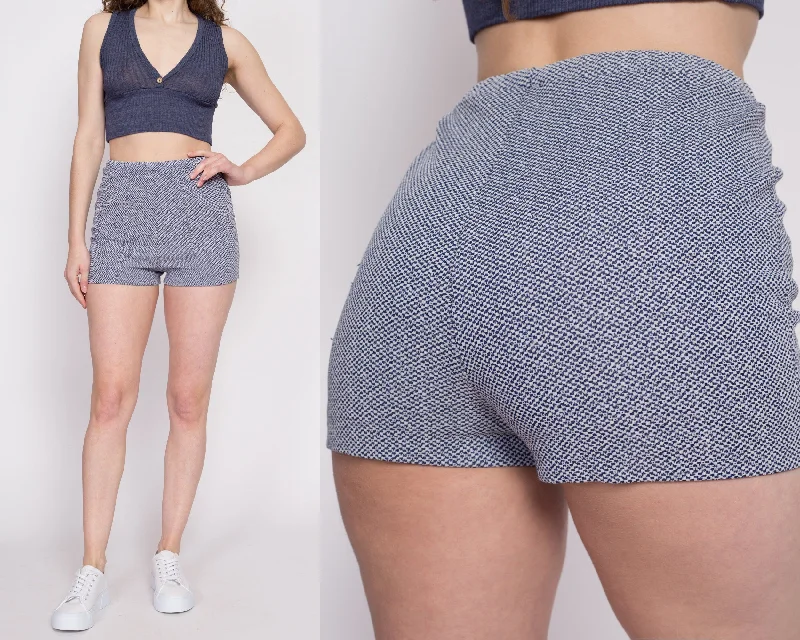 Simple Style 70s Blue High Waisted Hot Pants - Small