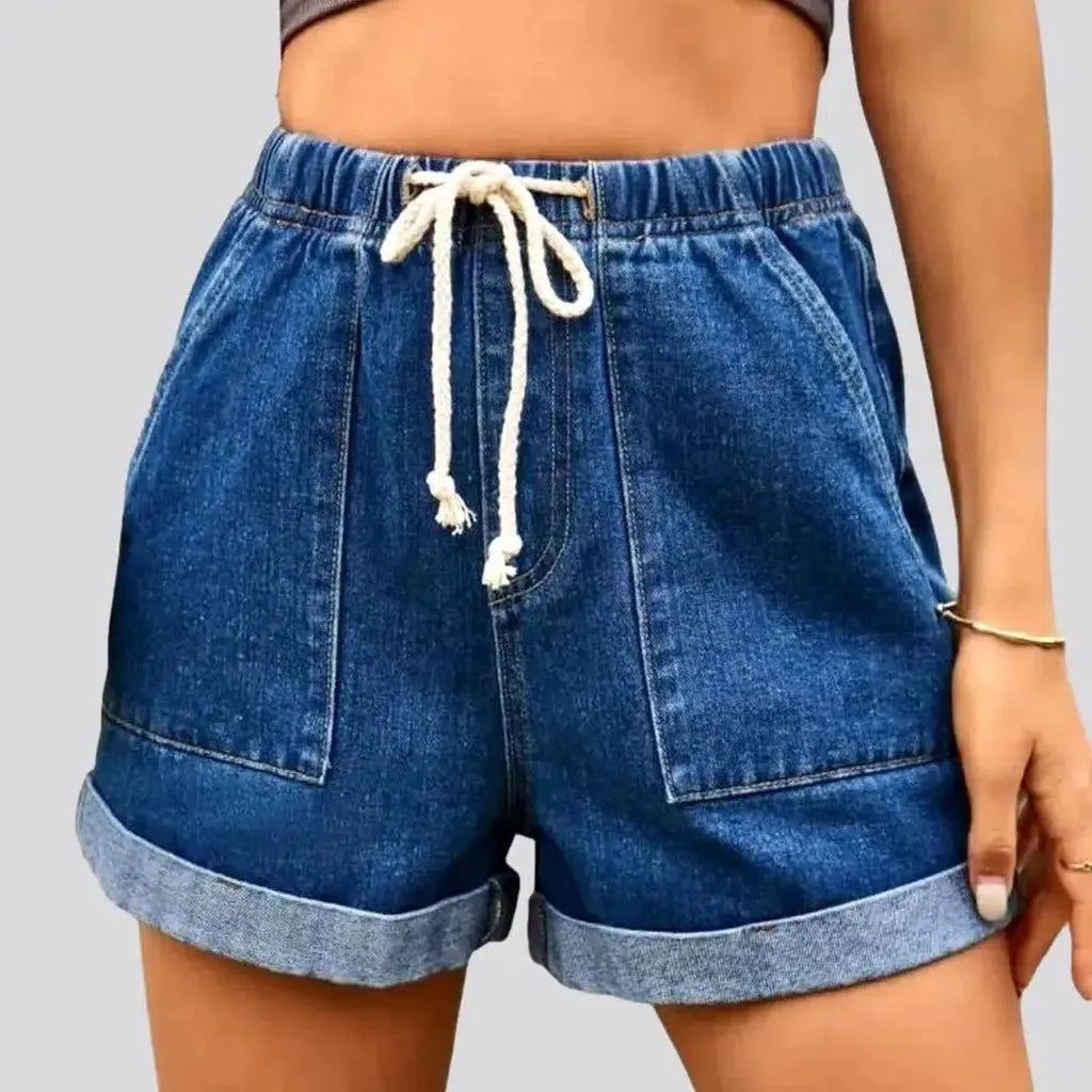 Slim Fit Loose stonewashed jean shorts for women