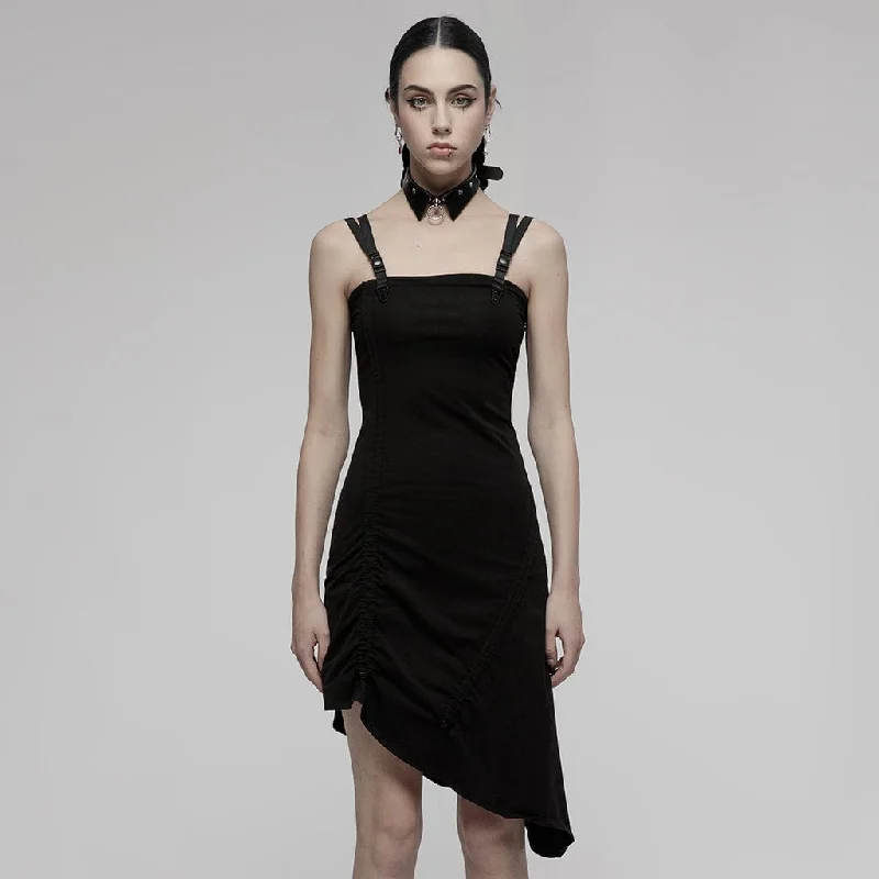 Modern Tailoring Women's Punk Side Slit Slip Dress with Choker