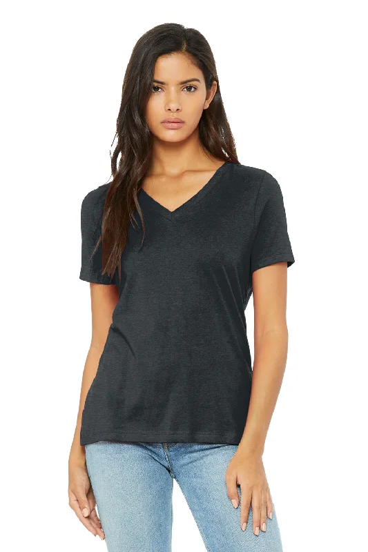 Ethnic Style Bella + Canvas Womens CVC Short Sleeve V-Neck T-Shirt - Heather Dark Grey