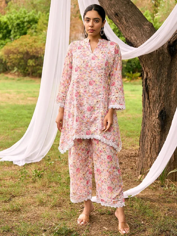 New Autumn And Winter Styles Multi Printed Cotton A-Line Kurta With Palazzos