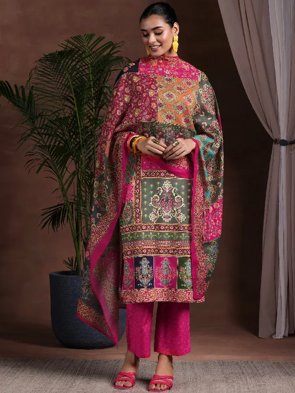 End Of The Year Multi Printed Poly Crepe Straight Suit With Dupatta