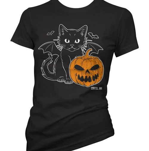 French Style Bat Cat Creepy Women's T-Shirt