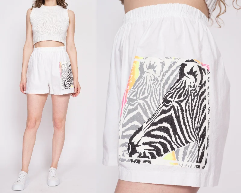 Lazy Home 90s Zebra Graphic Cotton Shorts - Medium