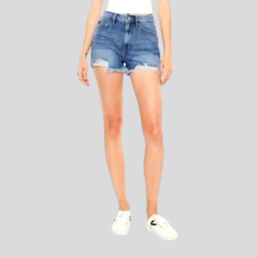 Diamond Series High-waist straight denim shorts for women