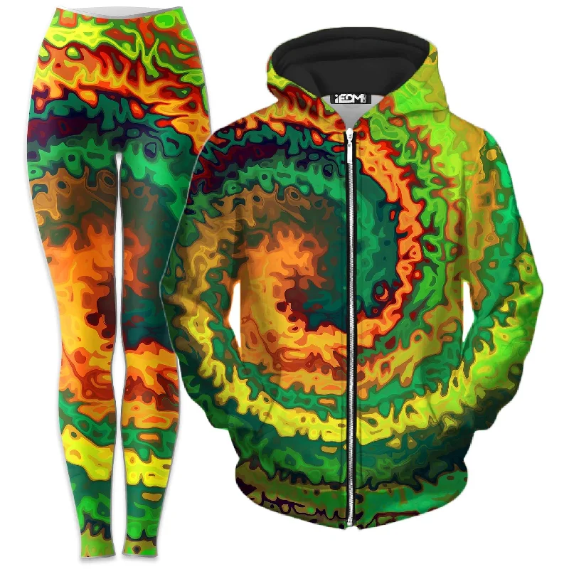 Modern City Abstract Rotation Zip-Up Hoodie and Leggings Combo