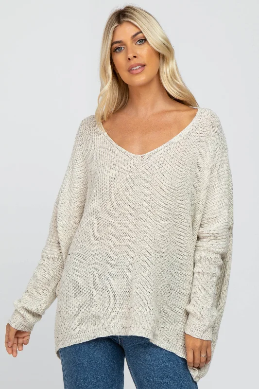 French Retro Ivory Speckled Oversized Sweater