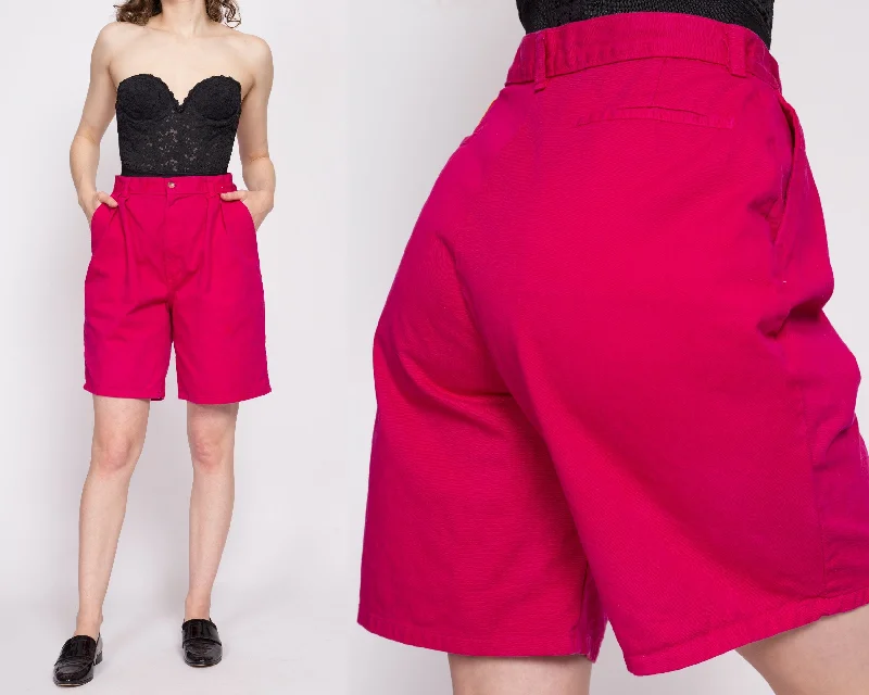 Luxury Style 90s Hot Pink Pleated High Waisted Shorts - Medium, 28"