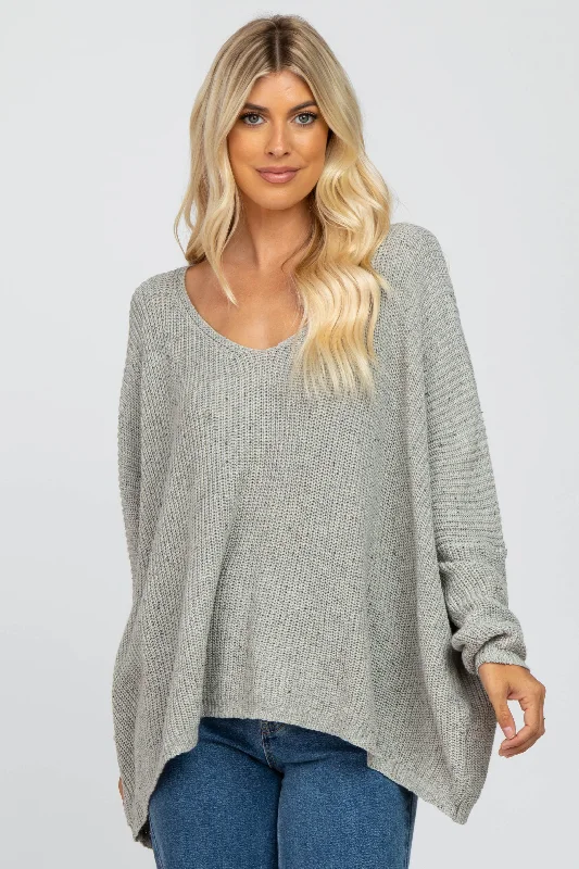 Elegant Tailoring Grey Speckled Oversized Sweater