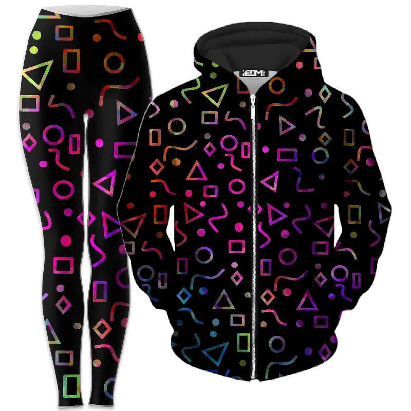 Advanced Customization Modern Shapes Zip-Up Hoodie and Leggings Combo