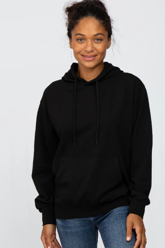 Comfortable And Versatile Black Basic Hooded Sweatshirt