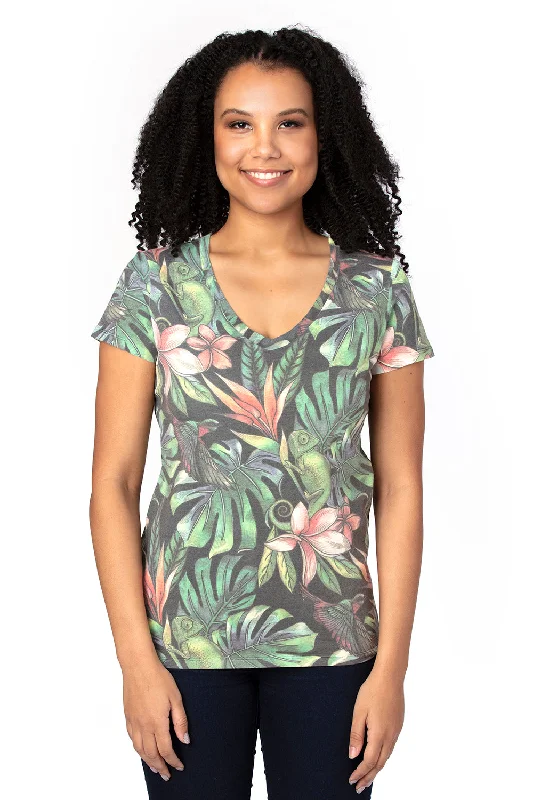 Boutique Recommendation Threadfast Apparel Womens Ultimate Short Sleeve V-Neck T-Shirt - Tropical Jungle