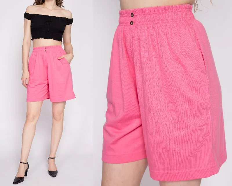 Comfortable And Versatile 80s Pink Elastic Waist Shorts - Small to Medium