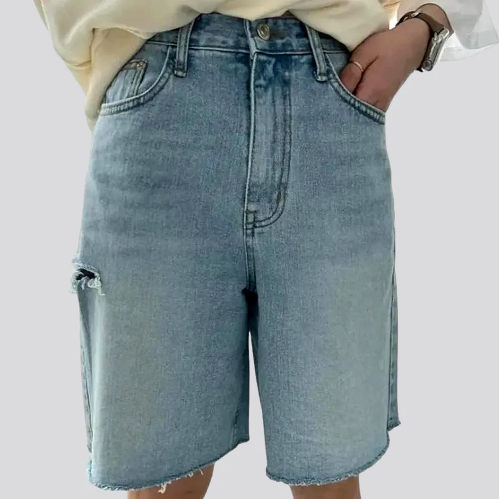 Unique Design Raw-hem fashion denim shorts for ladies