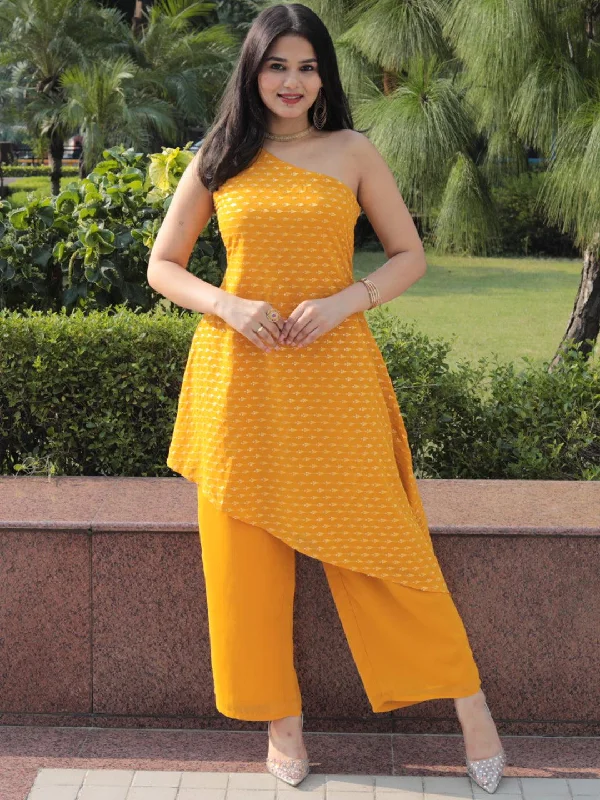 Soft And Comfortable Mustard Embellished Georgette Co-Ords