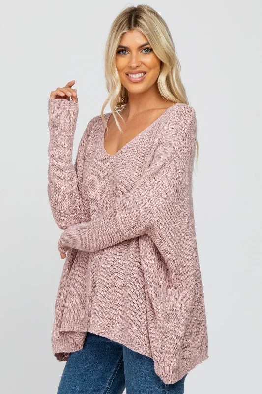 French Style Mauve Speckled Oversized Sweater