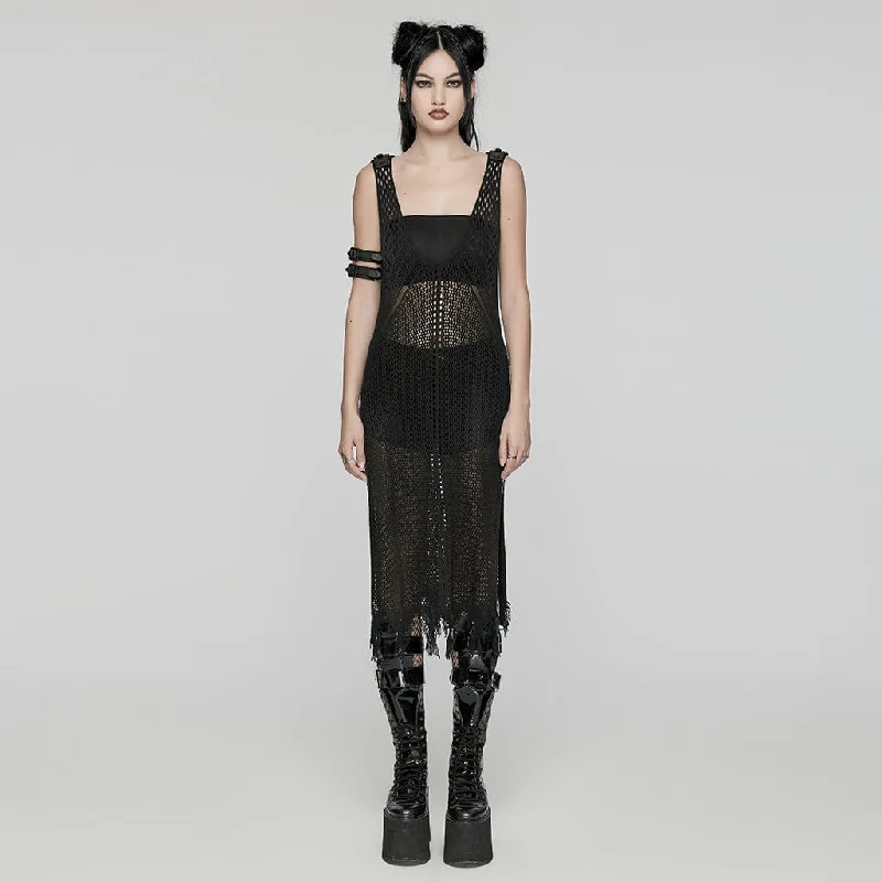 Spring Fashion Women's Punk Plunging Unedged Mesh Honeymoon Dress