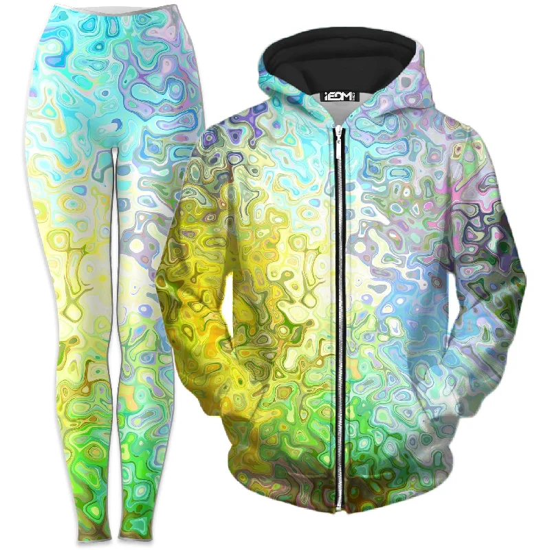 Luxury And Elegant Color Jumble Zip-Up Hoodie and Leggings Combo