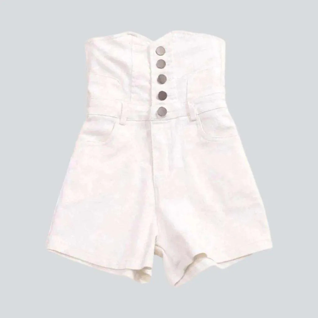 Street Charm Buttoned corset women's denim shorts