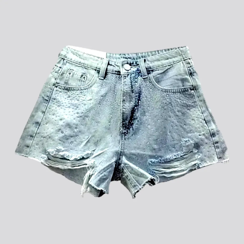 Elegant Design Straight frayed-hem women's jean shorts