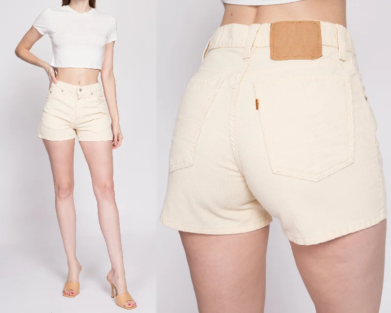 Youthful Street Fashion 90s Levis Yellow Corduroy Shorts - Small