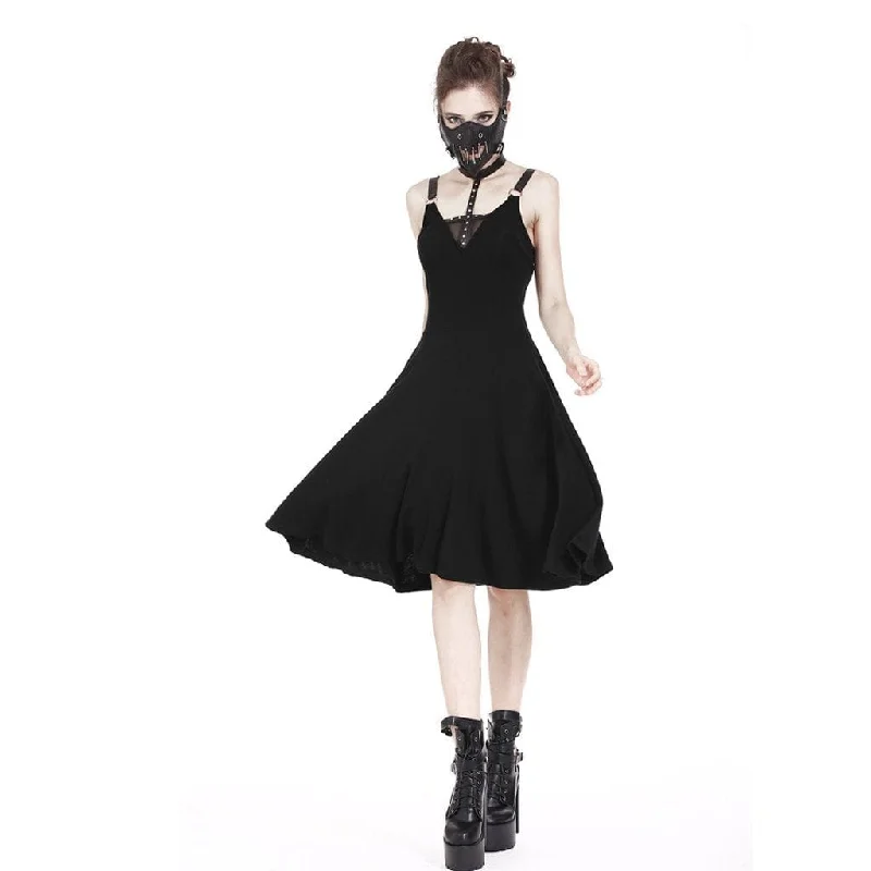 Fashionable And Versatile Women's Goth Halterneck Slip Dress