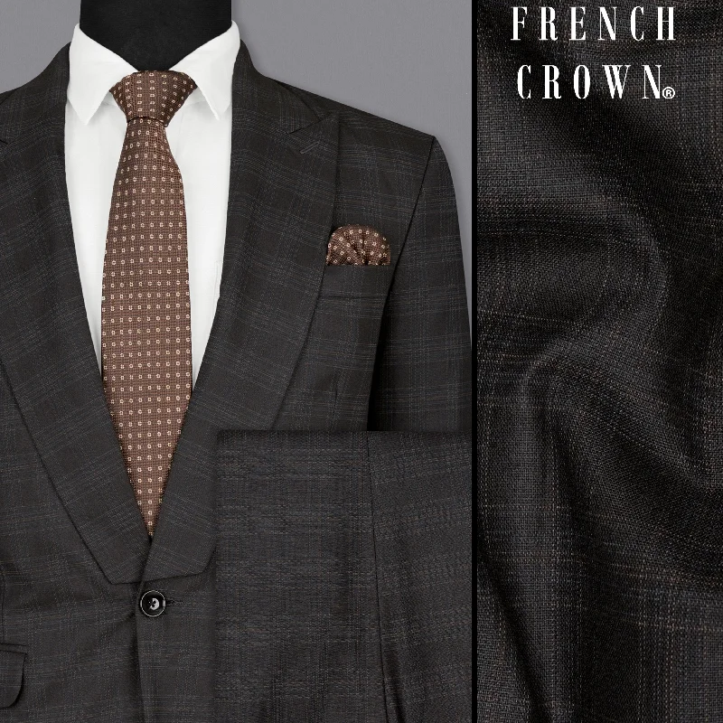 Autumn Selection Piano Black Plaid Designer Lapel Wool Rich Suit