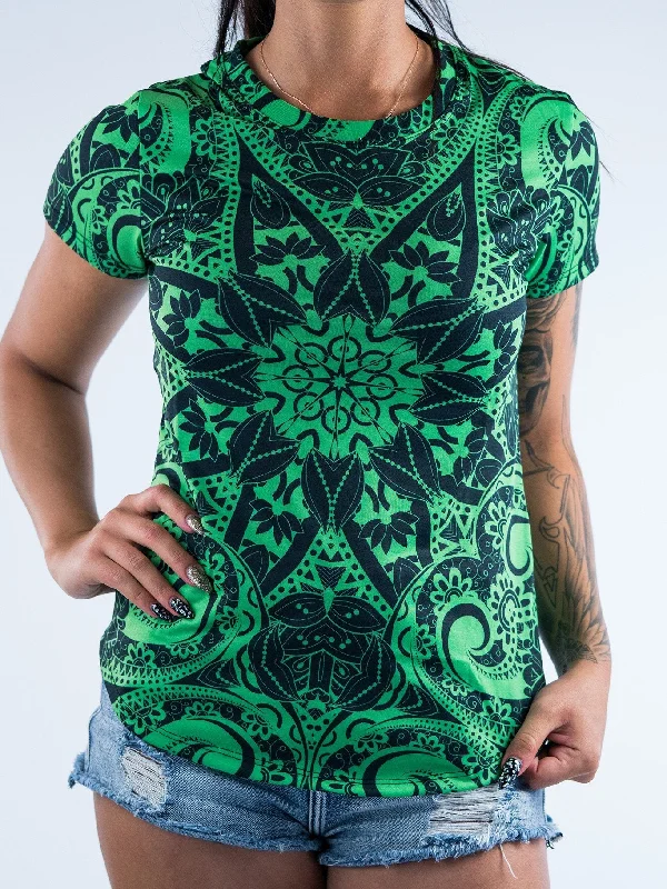 Thin Design Electro Green Mandala Women's Crew