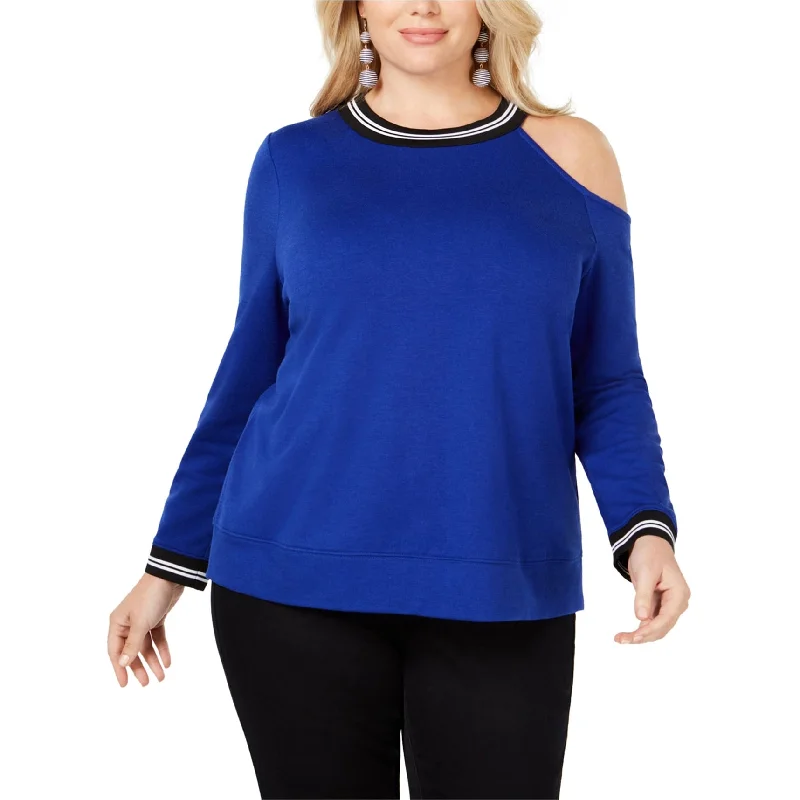 Carefree Style I-N-C Womens Cold Shoulder Sweatshirt, Blue, 3X