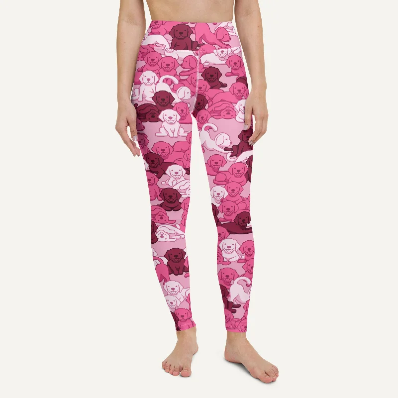 European And American Style Dogs Camouflage Pink High-Waisted Leggings