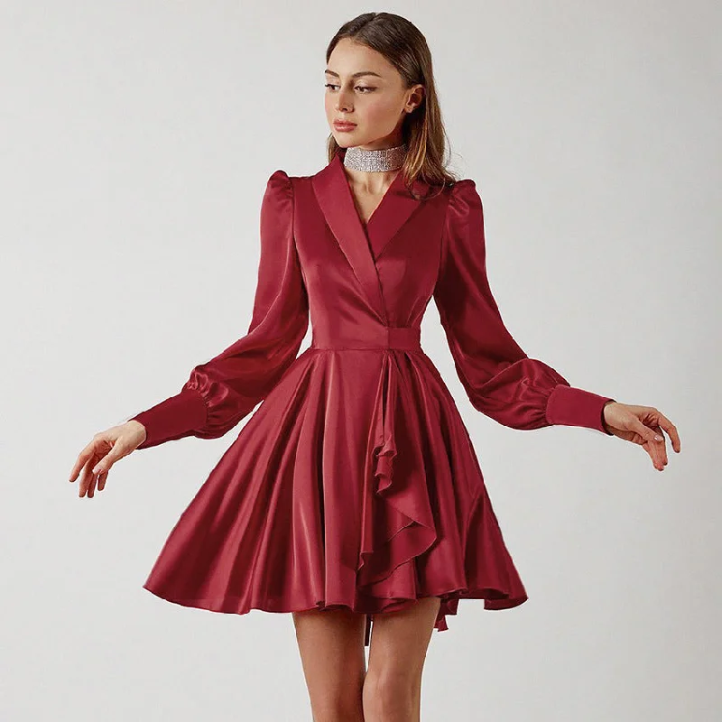 Spring Fashion Meet And Greet Satin Drape Dress - Wine