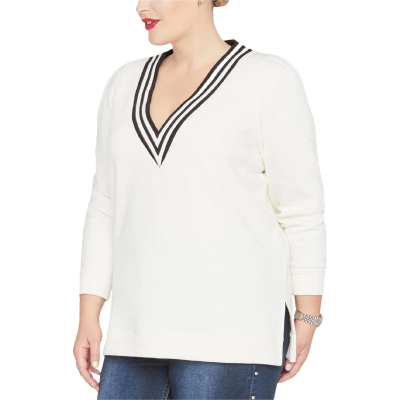 Lazy Style Rachel Roy Womens Shiva V-Neck Sweatshirt, White, 0X