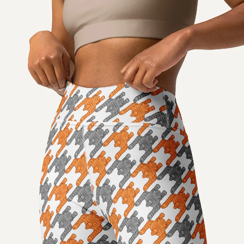 Street Fashion Tabby Cats Houndstooth High-Waisted Leggings