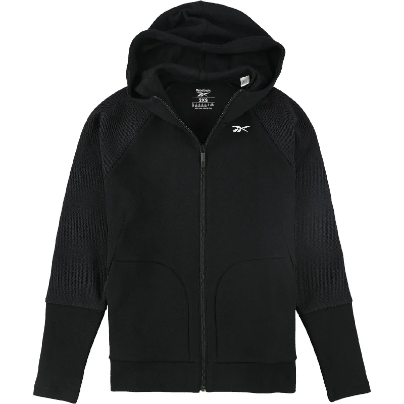 Dynamic Fashion Reebok Womens TS QC Full-Zip Track Jacket Sweatshirt, Black, XX-Small