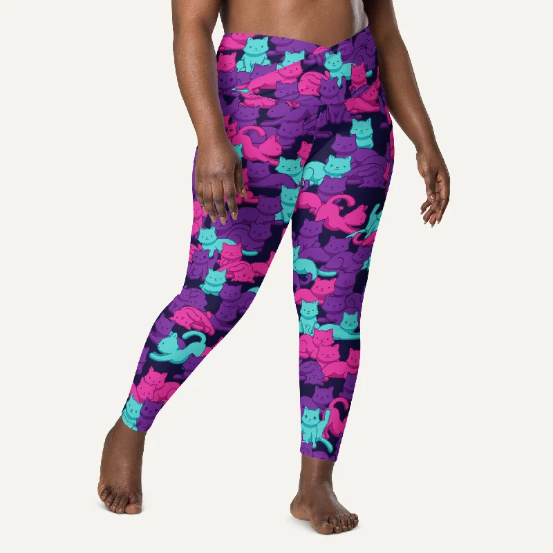 Dessert Matching Cats Camouflage Cyberpunk Crossover Leggings With Pockets