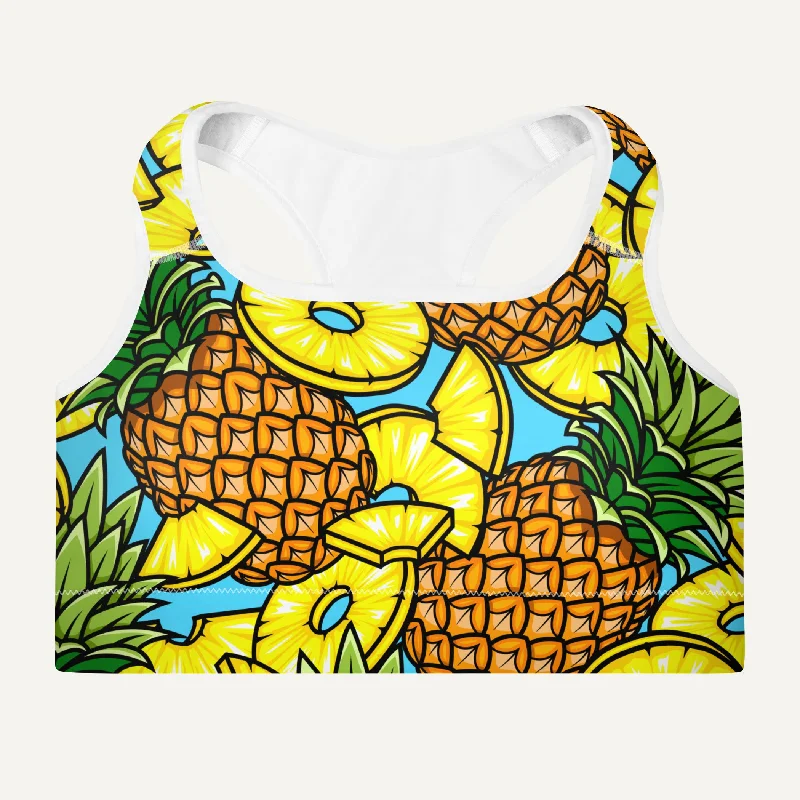 Thin Design Pineapples Padded Sports Bra