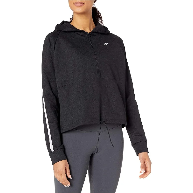 Trendy And Casual Reebok Womens Quarter Zip Hoodie Sweatshirt, Black, 1X