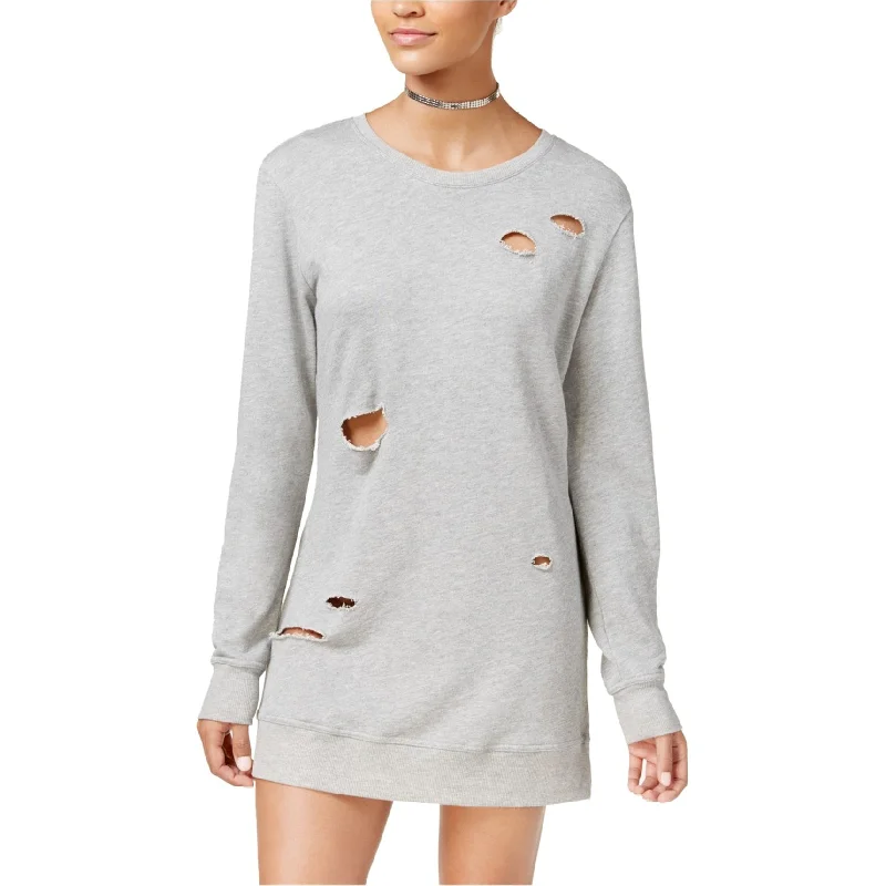 Loose Fit Material Girl Womens MixMatch Sweatshirt, Grey, XX-Small