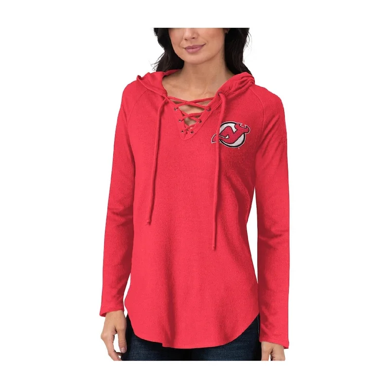 British Style Touch Womens New Jersey Devils Hoodie Sweatshirt, Red, XX-Large