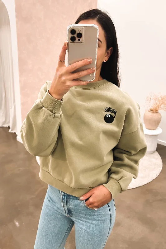 Elegant And Casual Cold Shoulder Pullover 8 Ball Cropped Crew Moss