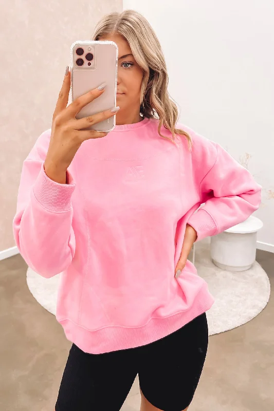 Exquisite Craftsmanship Cashmere Blend Pullover Active Tonal Crew Pink