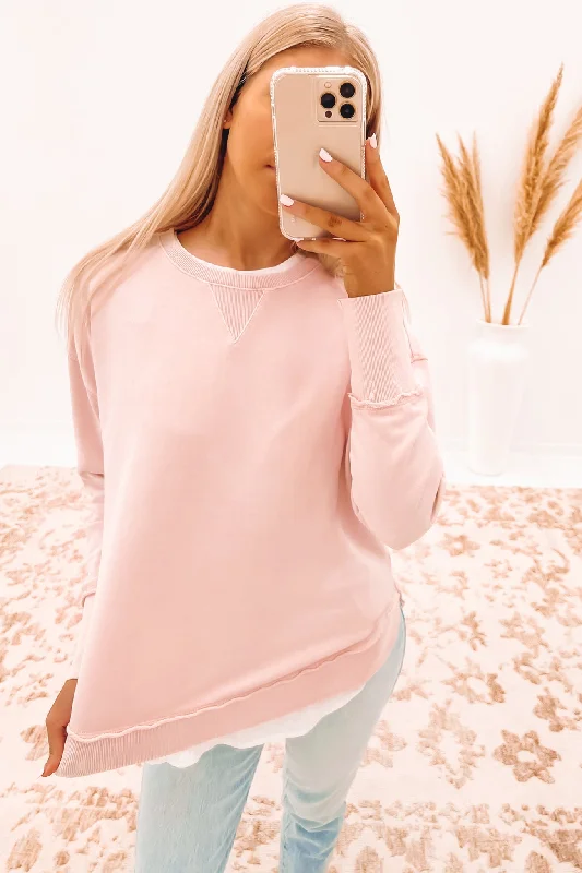 Simple And Comfortable Soft Wool Pullover Delilah Crew Chalk Pink