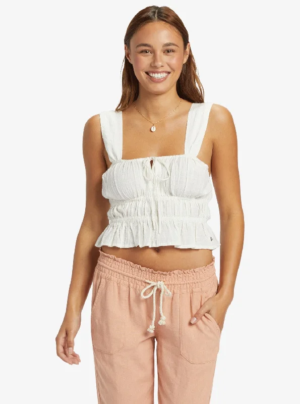 Roxy Women's Tops Strappy Crop Fit Straight Neck