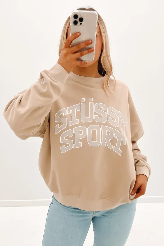 Playful Style Turtleneck Pullover Sport Oversized Crew Smoke