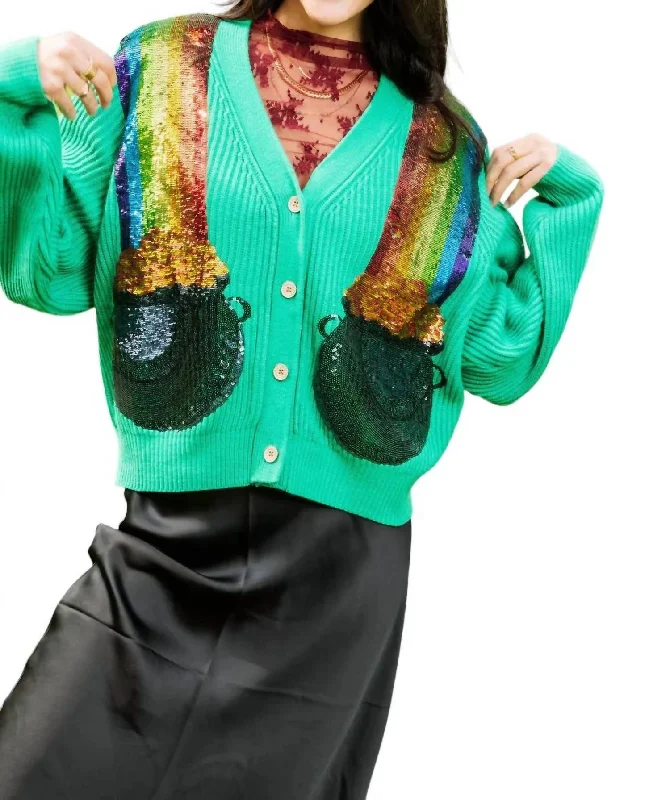 Women's Cardigan In Green Pot Of Gold