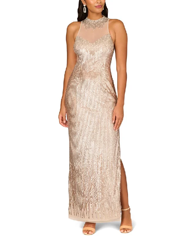 Fashion Design Aidan Mattox Fully Beaded Column Gown