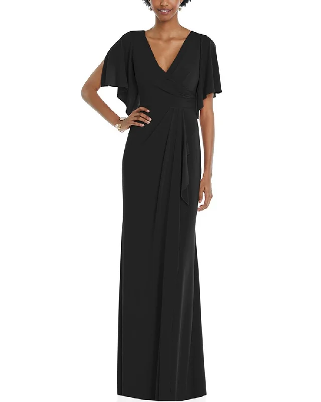 French Style Dessy Collection Faux Wrap Split Sleeve Maxi Dress