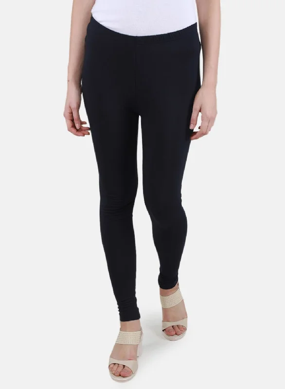 Women NAvy Blue Solid Legging