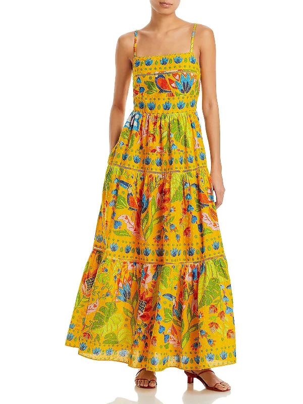 Classic Style Summer Garden Womens Ladder Stitch Long Maxi Dress